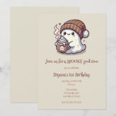 Schattigee Halloween Ghost in Herfst Beanie & Hot Kaart (Voorkant / Achterkant)