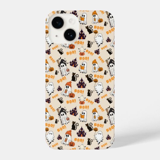 Schattigee Halloween Ghost iPhone 15 Hoesje – Spoo iPhone Hoesje (Achterkant)