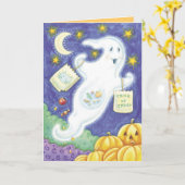 Schattigee Halloween Ghost Kaarten (Gele Bloem)