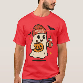 Schattigee Halloween Ghost KANSAS CITY FOOTBALL me T-shirt