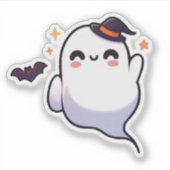 Schattigee Halloween Ghost - Kawaii Spooky Sticker (Voorkant)