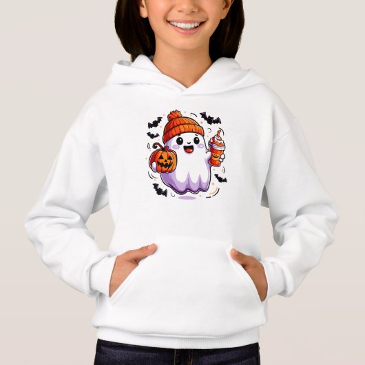 Schattigee Halloween Ghost Kinderen Hoodie (Voorkant)