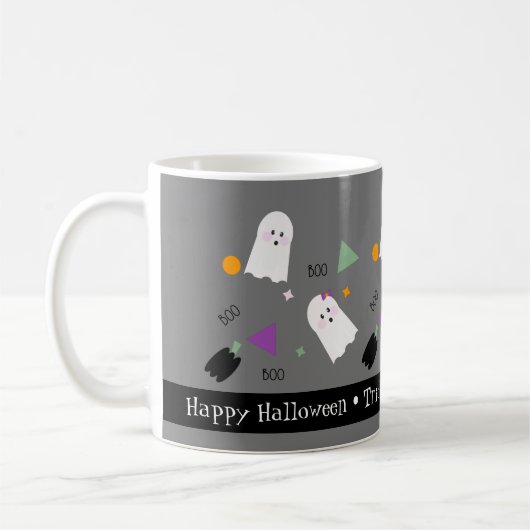 Schattigee Halloween Ghost Kleurrijke Confetti Mix Koffiemok (Links)