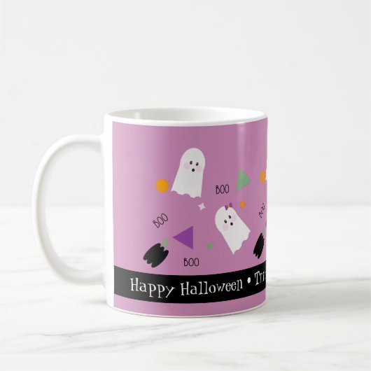 Schattigee Halloween Ghost Kleurrijke Confetti Mix Koffiemok (Links)