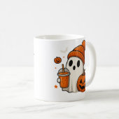 Schattigee Halloween Ghost met pompoen en Drink Koffiemok (Voorkant rechts)
