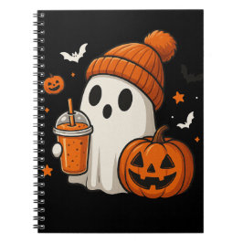Schattigee Halloween Ghost met pompoen en Drink Notitieboek