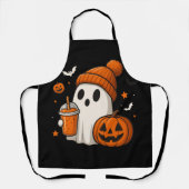 Schattigee Halloween Ghost met pompoen en Drink Schort (Voorkant)