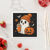 Schattigee Halloween Ghost met pompoen en Drink Servet (Insitu)