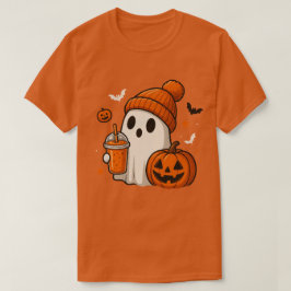 Schattigee Halloween Ghost met pompoen en Drink T-shirt