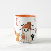 Schattigee Halloween Ghost met Pumpkin Spice Coffe Mok (Midden)