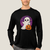 "Schattigee Halloween Ghost met Snoep Bag T-Shirt" Tri-Blend Shirt (Voorkant volledig)