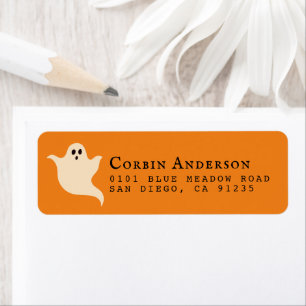Schattigee Halloween Ghost Oranje Retouradres Etiket
