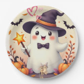 Schattigee Halloween Ghost Paper Bord – Heks (Voorkant)