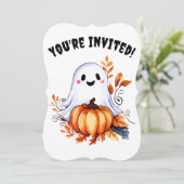 Schattigee Halloween Ghost Party Kaart (Staand voorkant)
