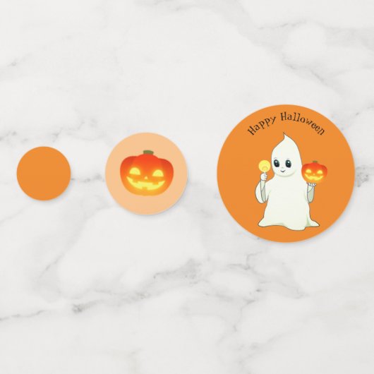 Schattigee Halloween Ghost, pompoen op zwart en Si Confetti (Voorkanten)