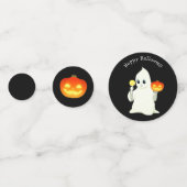 Schattigee Halloween Ghost, pompoen op zwart en Si Confetti (Achterkanten)