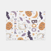 Schattigee Halloween Ghost & Pumpkin Babydeken – 3 Fleece Deken (Voorkant (Horizontaal))