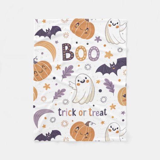 Schattigee Halloween Ghost & Pumpkin Babydeken – 3 Fleece Deken (Voorkant)