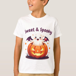 Schattigee Halloween Ghost Pumpkin Design T-shirt