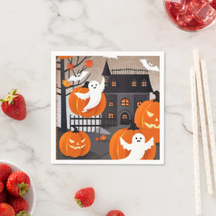 Schattigee Halloween Ghost & Pumpkin Party Decor Servet