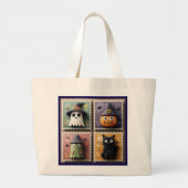 Schattigee Halloween Ghost, Pumpkin, Zombie & Cat  Grote Tote Bag (Voorkant)