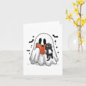 Schattigee Halloween Ghost Reading Book Tanktop_1 Kaart (Gele Bloem)