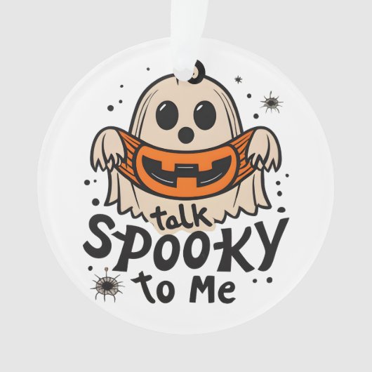 Schattigee Halloween Ghost Retro : Spreek Spooky N Ornament (voorkant)
