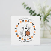 Schattigee Halloween Ghost Round Sticker Trick or  Kaart (Staand voorkant)