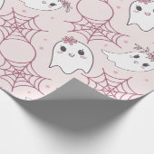 Schattigee Halloween Ghost & Spiderweb Pattern (2) Cadeaupapier (Hoek)