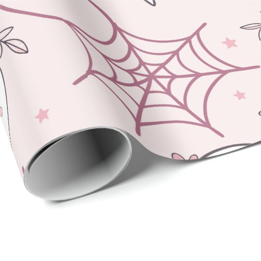 Schattigee Halloween Ghost & Spiderweb Pattern (2) Cadeaupapier (Rol Hoek)