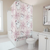 Schattigee Halloween Ghost & Spiderweb Pattern (2) Douchegordijn (In situ)