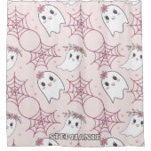 Schattigee Halloween Ghost & Spiderweb Pattern (2) Douchegordijn (Voorkant)