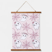 Schattigee Halloween Ghost & Spiderweb Pattern (2) Hangend Wandkleed (Voorkant)