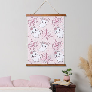 Schattigee Halloween Ghost & Spiderweb Pattern (2) Hangend Wandkleed