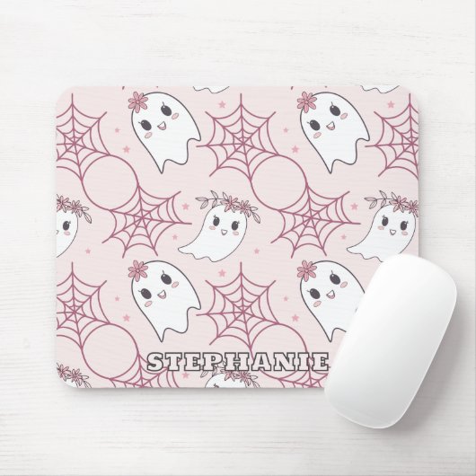 Schattigee Halloween Ghost & Spiderweb Pattern (2) Muismat (Met muis)