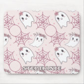 Schattigee Halloween Ghost & Spiderweb Pattern (2) Muismat (Voorkant)