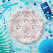 Schattigee Halloween Ghost & Spiderweb Pattern (2) Papieren Bordje (Feest)
