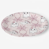 Schattigee Halloween Ghost & Spiderweb Pattern (2) Papieren Bordje (Gekanteld)