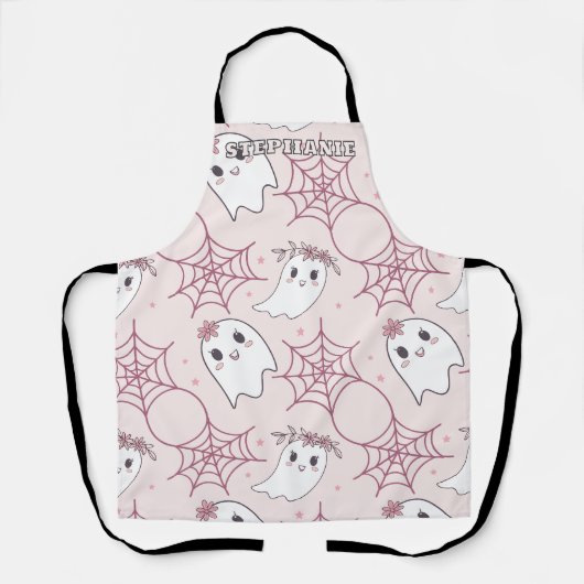 Schattigee Halloween Ghost & Spiderweb Pattern (2) Schort (Voorkant)