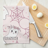 Schattigee Halloween Ghost & Spiderweb Pattern (2) Theedoek (Quarter Fold)
