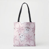 Schattigee Halloween Ghost & Spiderweb Pattern (2) Tote Bag (Voorkant)