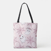 Schattigee Halloween Ghost & Spiderweb Pattern (2) Tote Bag (Achterkant)