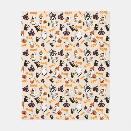 Schattigee Halloween Ghost Spooky Ghosts, Pumpkins Fleece Deken (Voorkant)