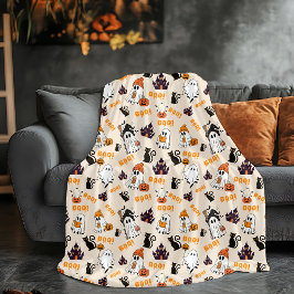 Schattigee Halloween Ghost Spooky Ghosts, Pumpkins Fleece Deken