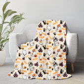 Schattigee Halloween Ghost Spooky Ghosts, Pumpkins Fleece Deken