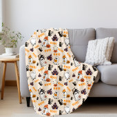 Schattigee Halloween Ghost Spooky Ghosts, Pumpkins Fleece Deken