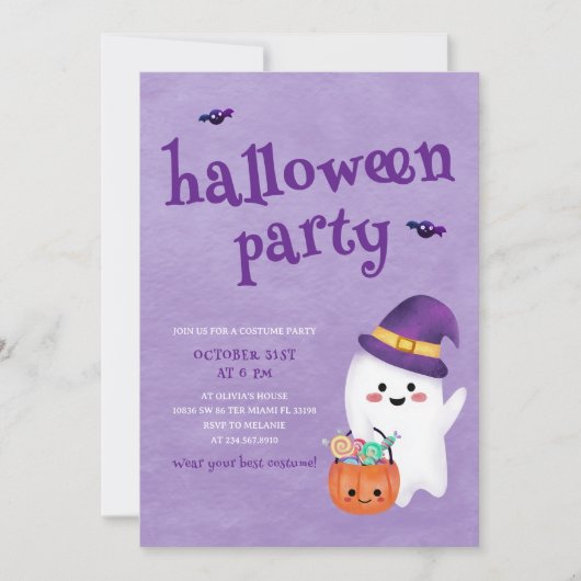 Schattigee Halloween Ghost Spooky Party Kaart (Voorkant)