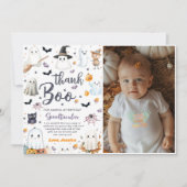 Schattigee Halloween Ghost Verjaardagsfeest Foto Bedankkaart (Voorkant)