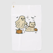 Schattigee Halloween Ghost Walking Ghost Cat Class Golfhanddoek (Voorkant)