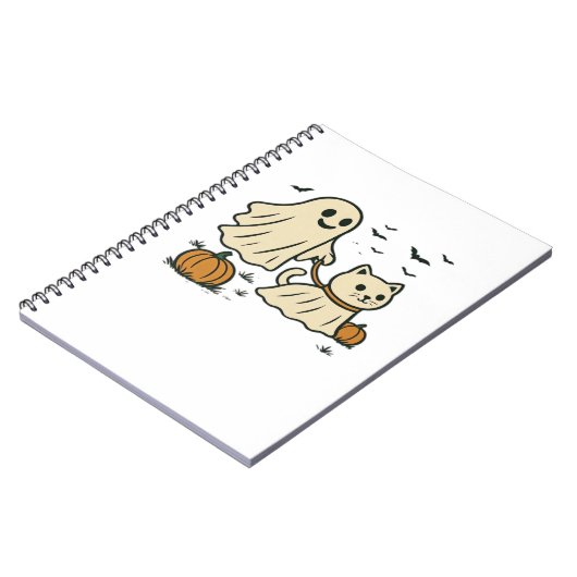 Schattigee Halloween Ghost Walking Ghost Cat Class Notitieboek (Linkerzijde)